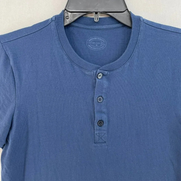 Intimissimi T-Shirt Men's Sz S Blue Plain 3-Button Crew Neck Regular Fit - Picture 6 of 10